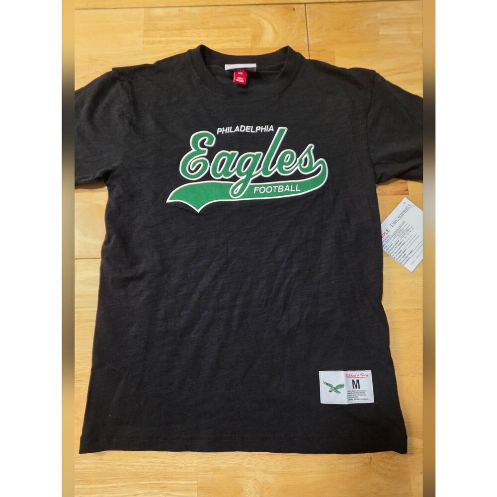 Mitchell & Ness Philadelphia Eagles Youth Medium M 10/12 Black T-Shirt Retro - Picture 9 of 11